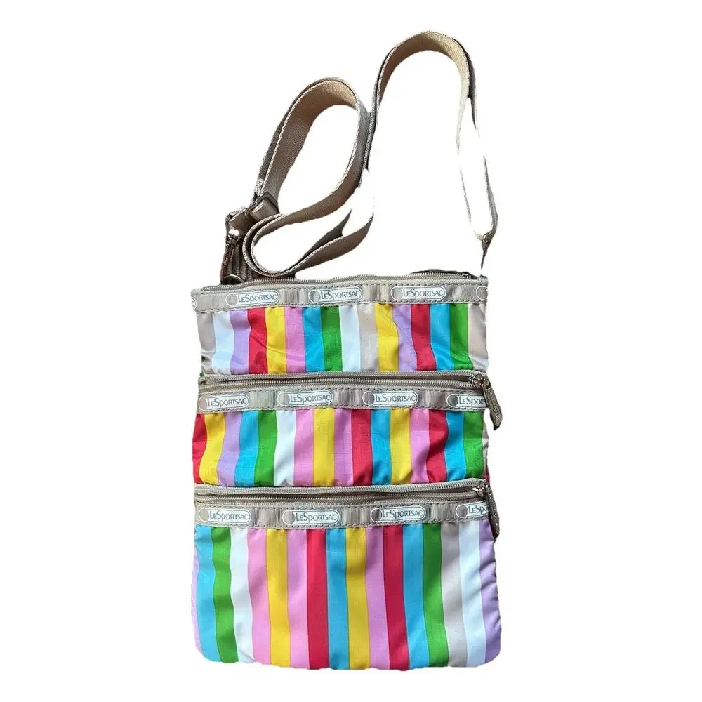 Lesportsac Vintage Madison Rainbow Small Crossbody Shoulder Bag 3 Zipper